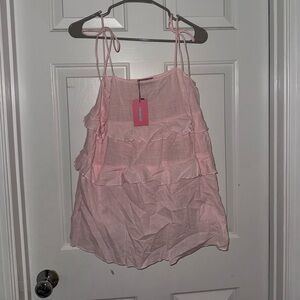 edikted light pink sheer flowy dress